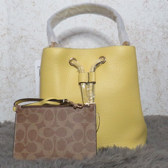 Coach Rowan Drawstring Bucket Bag (Yellow) - Picture 1 of 10